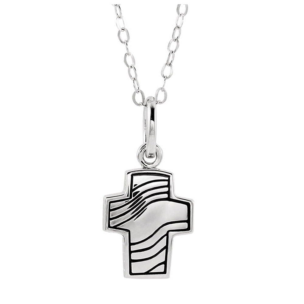 Rhodium Plated Sterling Silver Cross Ash Holder Necklace, 18 Inch, Item N14308 by The Black Bow Jewelry Co.