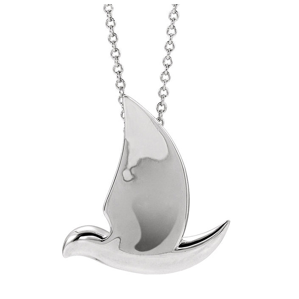 Sterling Silver Polished Dove Necklace, 16-18 Inch, Item N14310 by The Black Bow Jewelry Co.