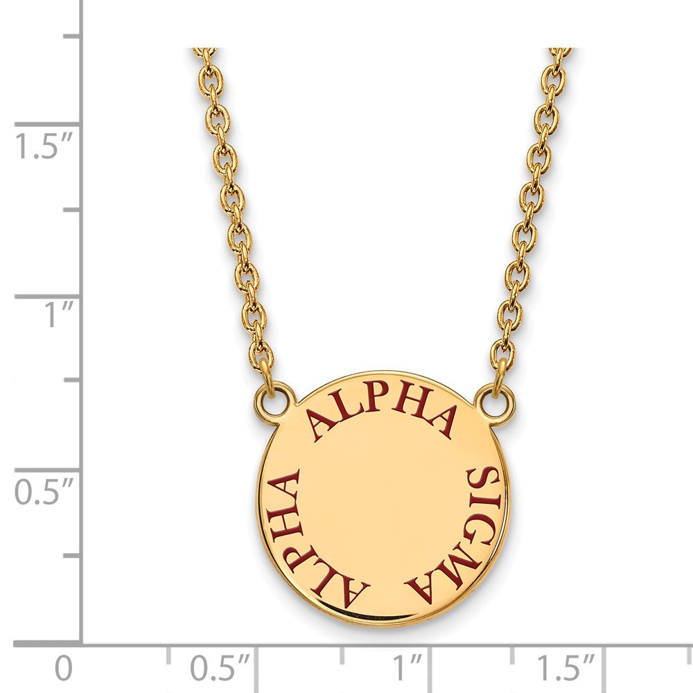 Alternate view of the 14K Plated Silver Alpha Sigma Alpha Large Enamel Necklace by The Black Bow Jewelry Co.