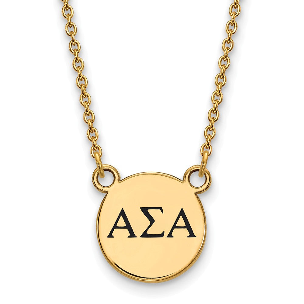 14K Plated Silver Alpha Sigma Alpha Small Black Enamel Necklace, Item N14357 by The Black Bow Jewelry Co.