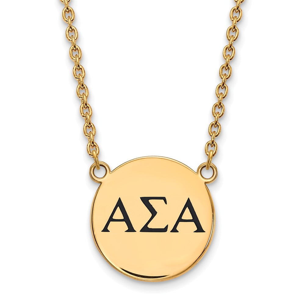 14K Plated Silver Alpha Sigma Alpha Large Black Enamel Necklace, Item N14358 by The Black Bow Jewelry Co.