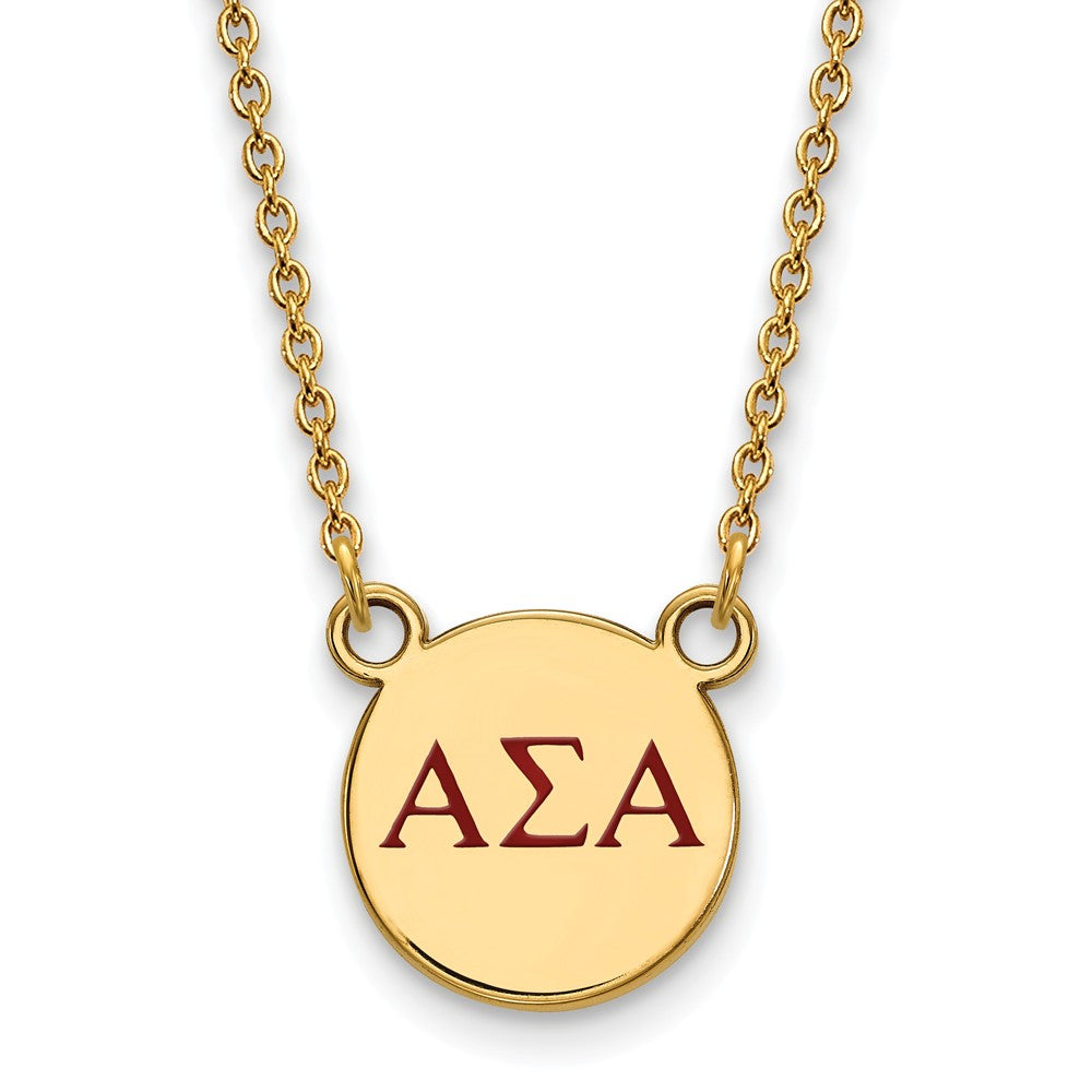 14K Plated Silver Alpha Sigma Alpha Small Red Enamel Necklace, Item N14359 by The Black Bow Jewelry Co.