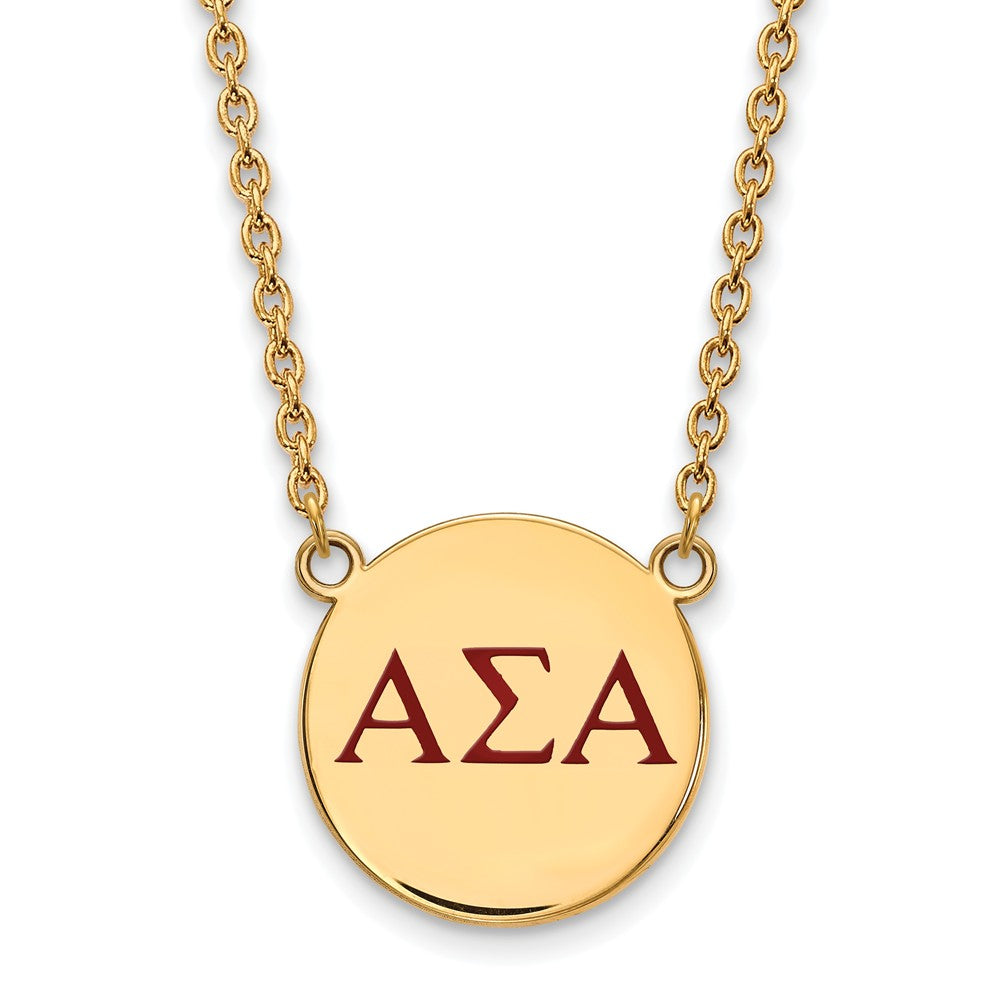 14K Plated Silver Alpha Sigma Alpha Large Red Enamel Necklace, Item N14360 by The Black Bow Jewelry Co.