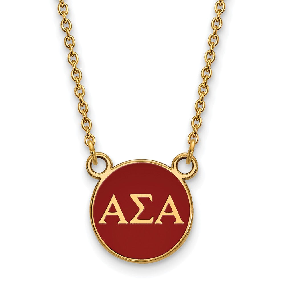 14K Plated Silver Alpha Sigma Alpha Small Greek Letter Enamel Necklace, Item N14361 by The Black Bow Jewelry Co.