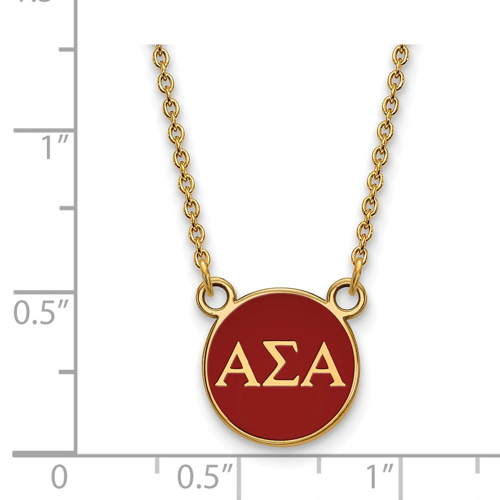 Alternate view of the 14K Plated Silver Alpha Sigma Alpha Small Greek Letter Enamel Necklace by The Black Bow Jewelry Co.