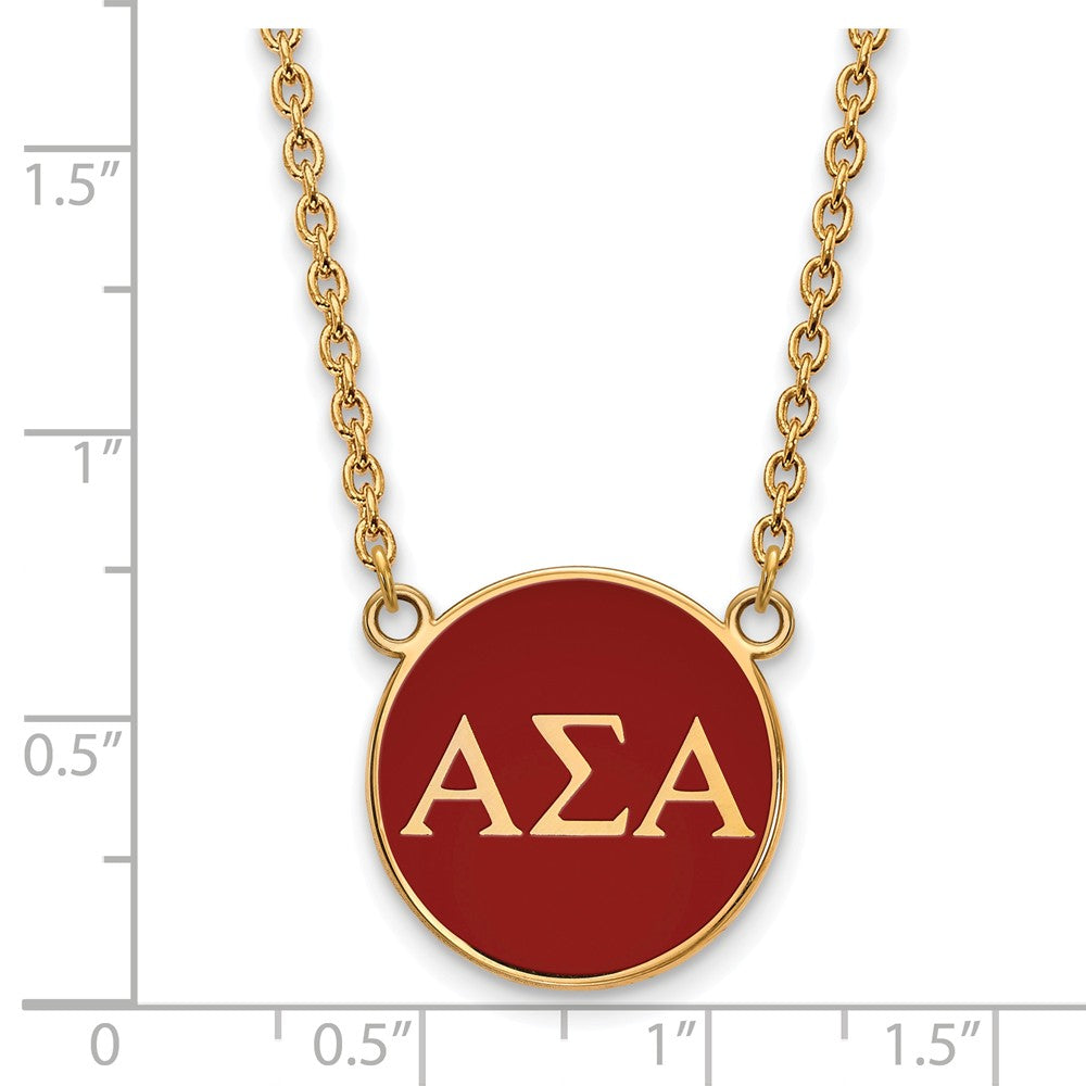 Alternate view of the 14K Plated Silver Alpha Sigma Alpha Large Greek Letter Enamel Necklace by The Black Bow Jewelry Co.