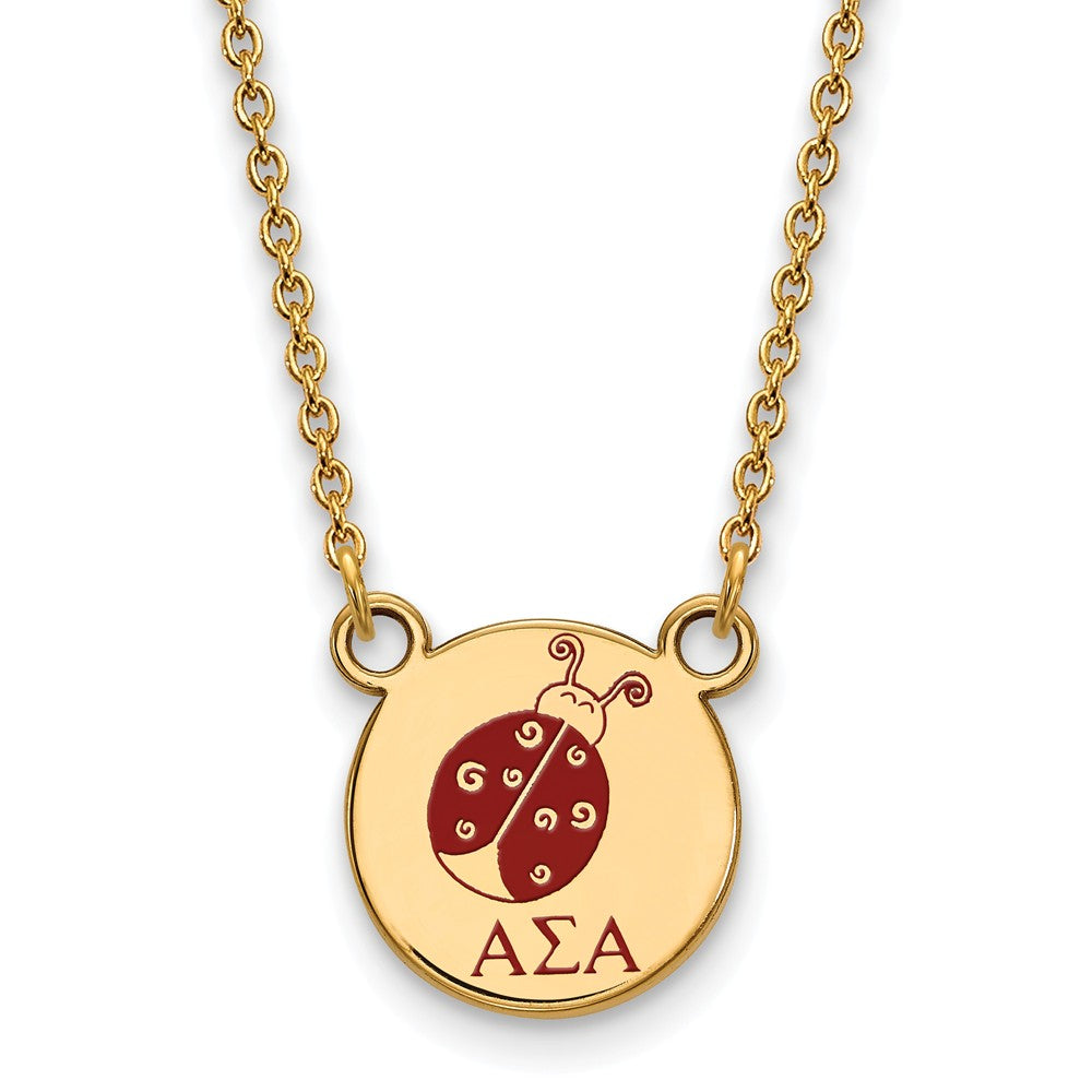 14K Plated Silver Alpha Sigma Alpha Small Mascot Enamel Necklace, Item N14365 by The Black Bow Jewelry Co.
