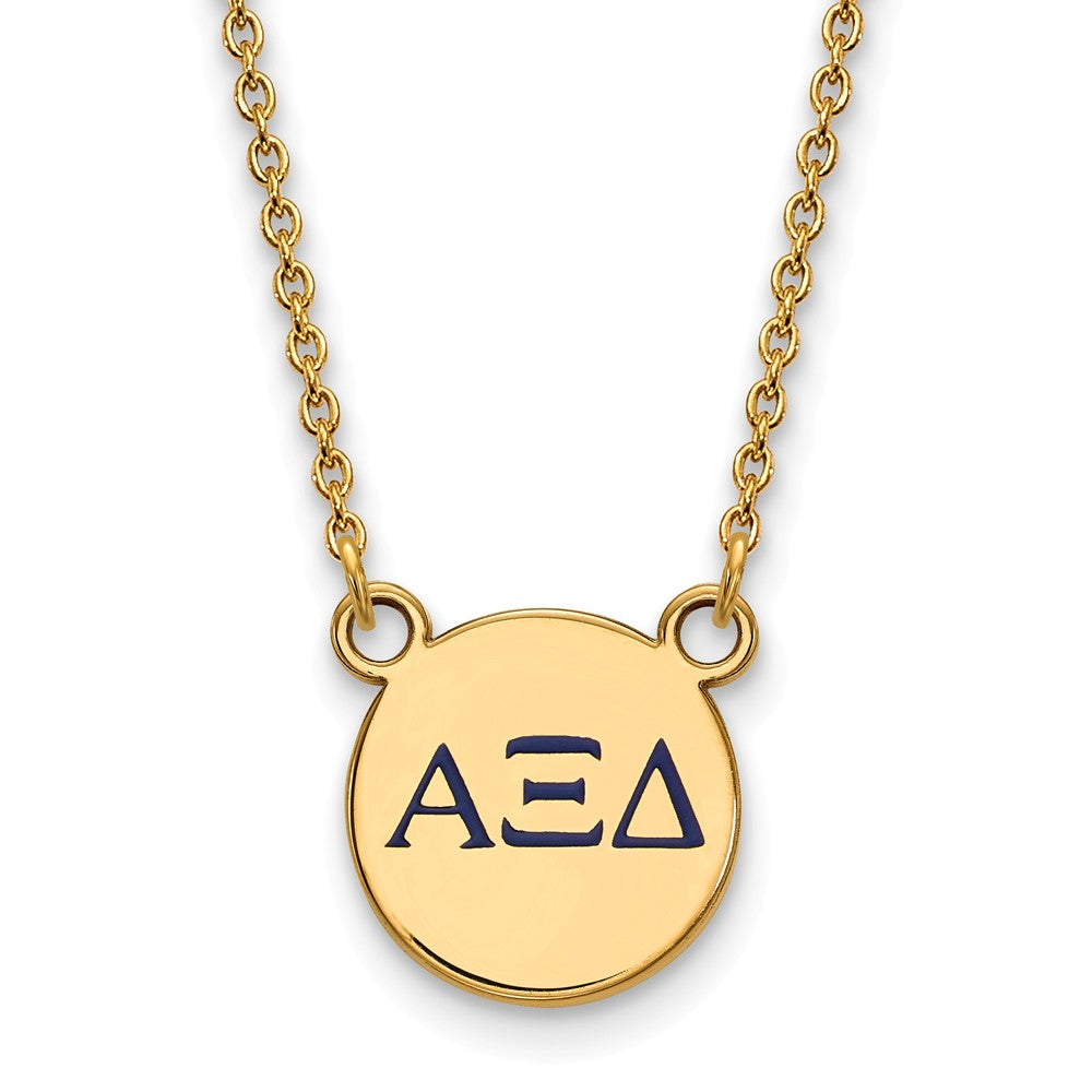 14K Plated Silver Alpha Xi Delta XS (Tiny) Enamel Necklace, Item N14373 by The Black Bow Jewelry Co.