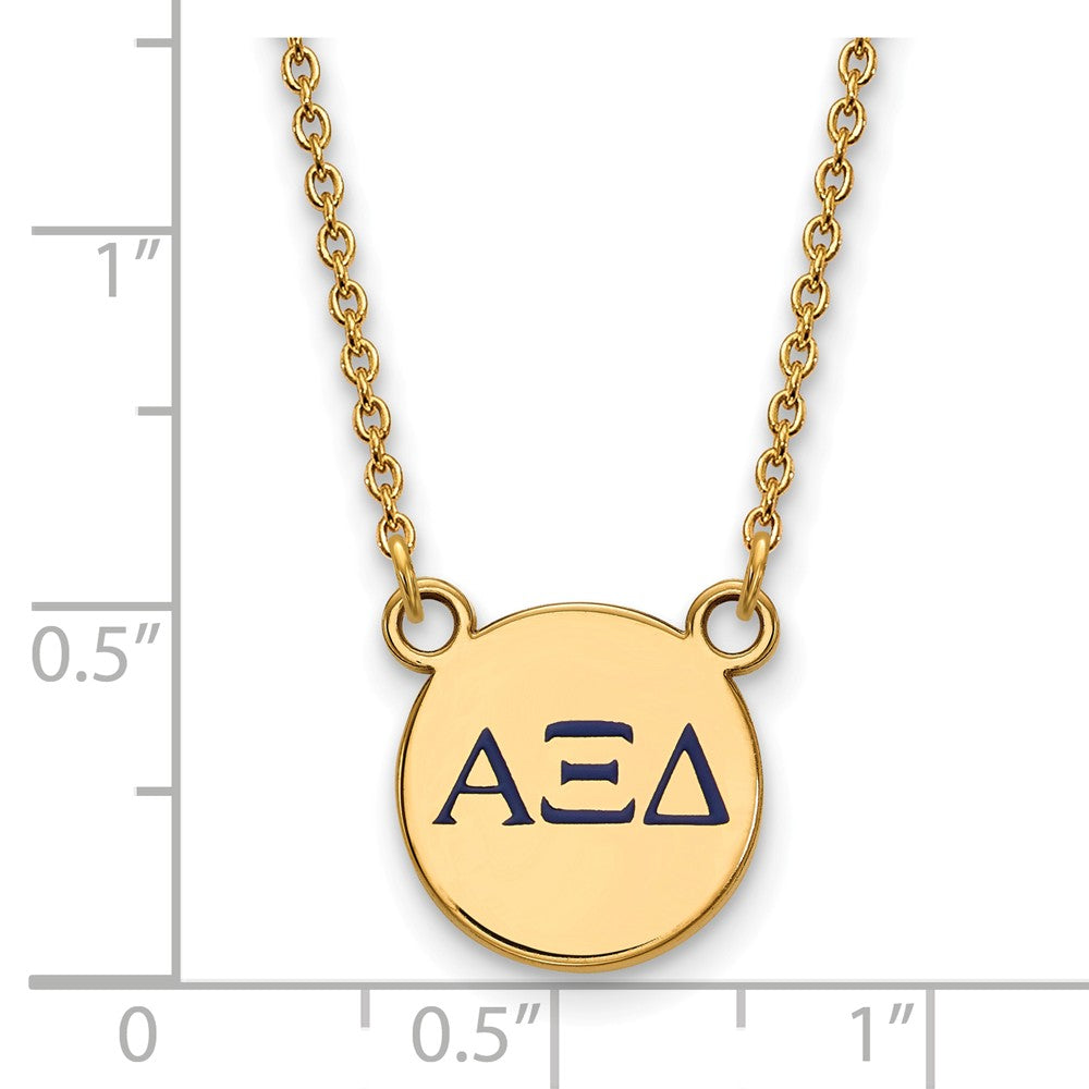 Alternate view of the 14K Plated Silver Alpha Xi Delta XS (Tiny) Enamel Necklace by The Black Bow Jewelry Co.