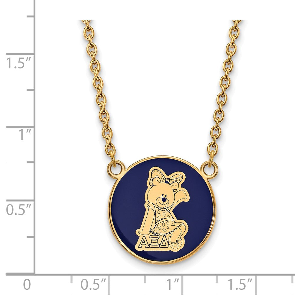 Alternate view of the 14K Plated Silver Alpha Xi Delta Large Enamel Mascot Necklace by The Black Bow Jewelry Co.