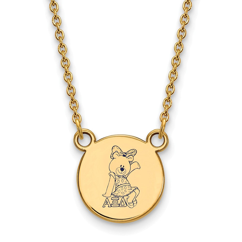 14K Plated Silver Alpha Xi Delta Small Enamel Mascot Necklace, Item N14378 by The Black Bow Jewelry Co.