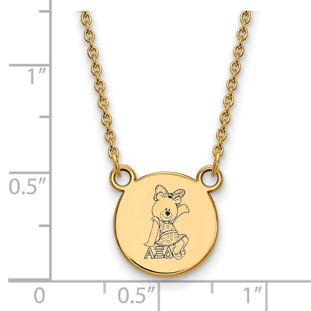 Alternate view of the 14K Plated Silver Alpha Xi Delta Small Enamel Mascot Necklace by The Black Bow Jewelry Co.