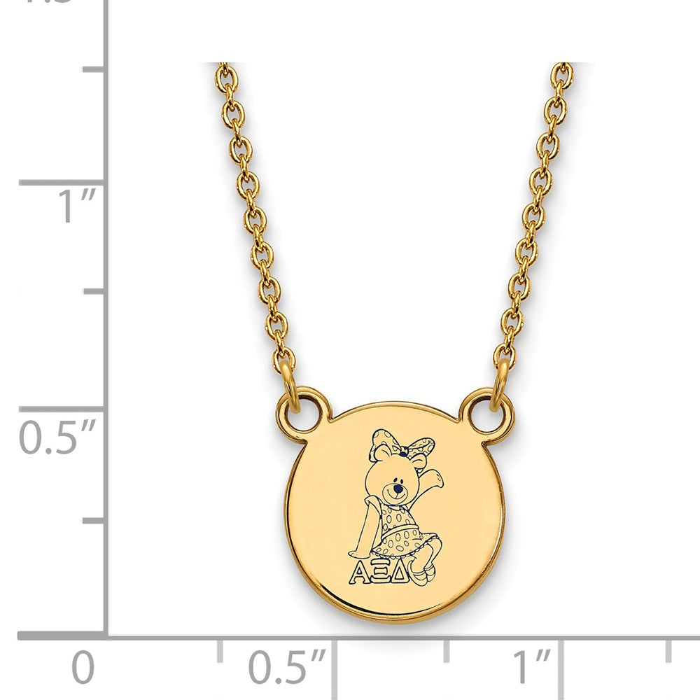 Alternate view of the 14K Plated Silver Alpha Xi Delta Small Enamel Mascot Necklace by The Black Bow Jewelry Co.