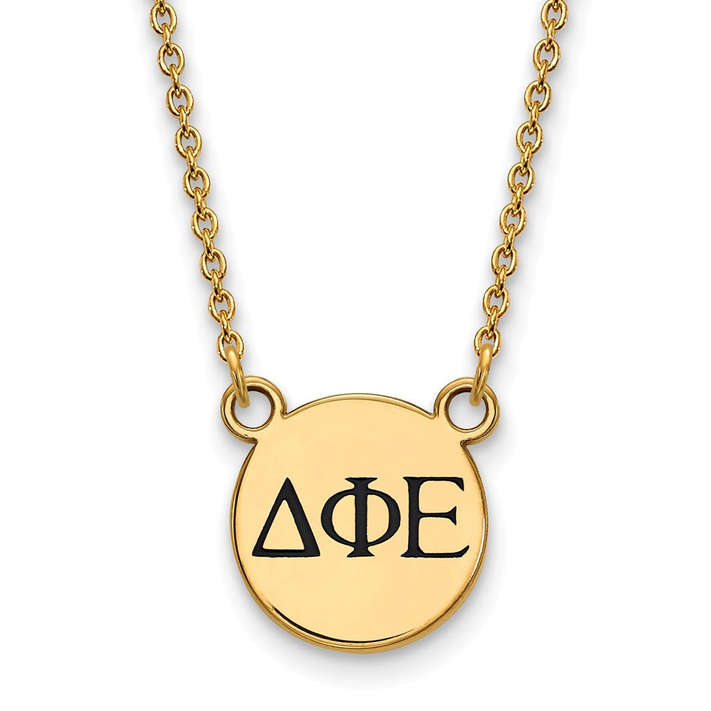 14K Plated Silver Delta Phi Epsilon Sm Enamel Greek Letters Necklace, Item N14417 by The Black Bow Jewelry Co.