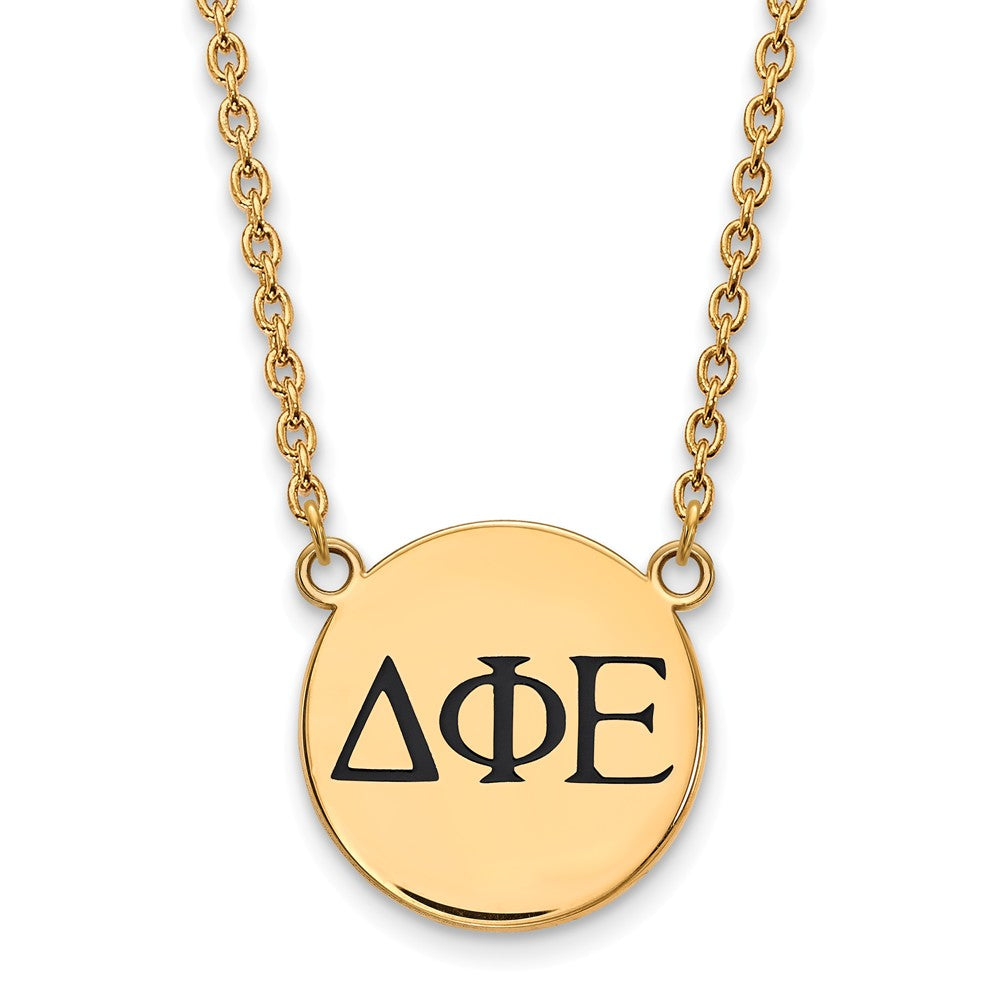14K Plated Silver Delta Phi Epsilon Lg Enamel Greek Letters Necklace, Item N14418 by The Black Bow Jewelry Co.