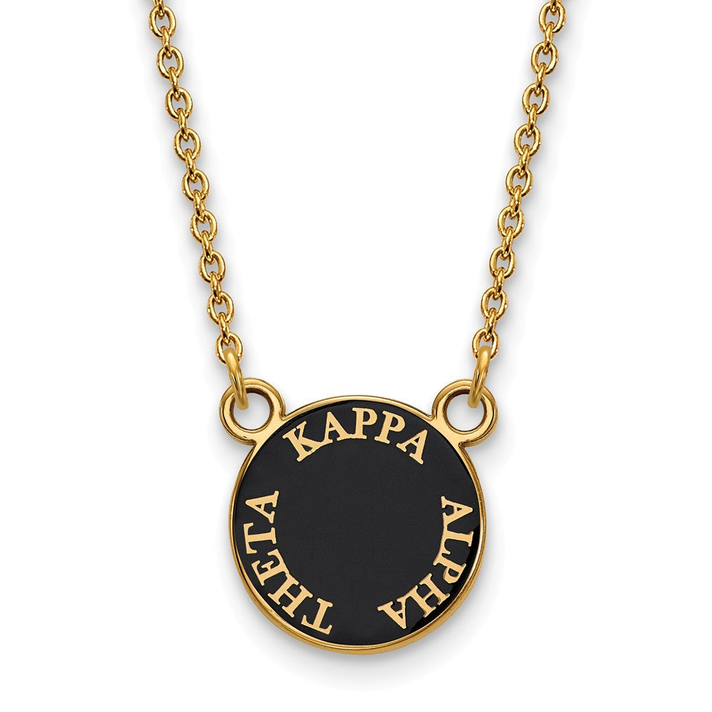 14K Plated Silver Kappa Alpha Theta Small Enamel Disc Necklace, Item N14449 by The Black Bow Jewelry Co.