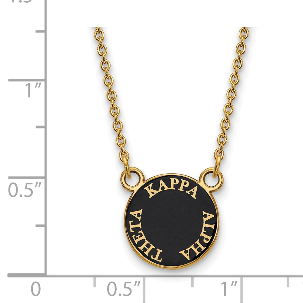 Alternate view of the 14K Plated Silver Kappa Alpha Theta Small Enamel Disc Necklace by The Black Bow Jewelry Co.
