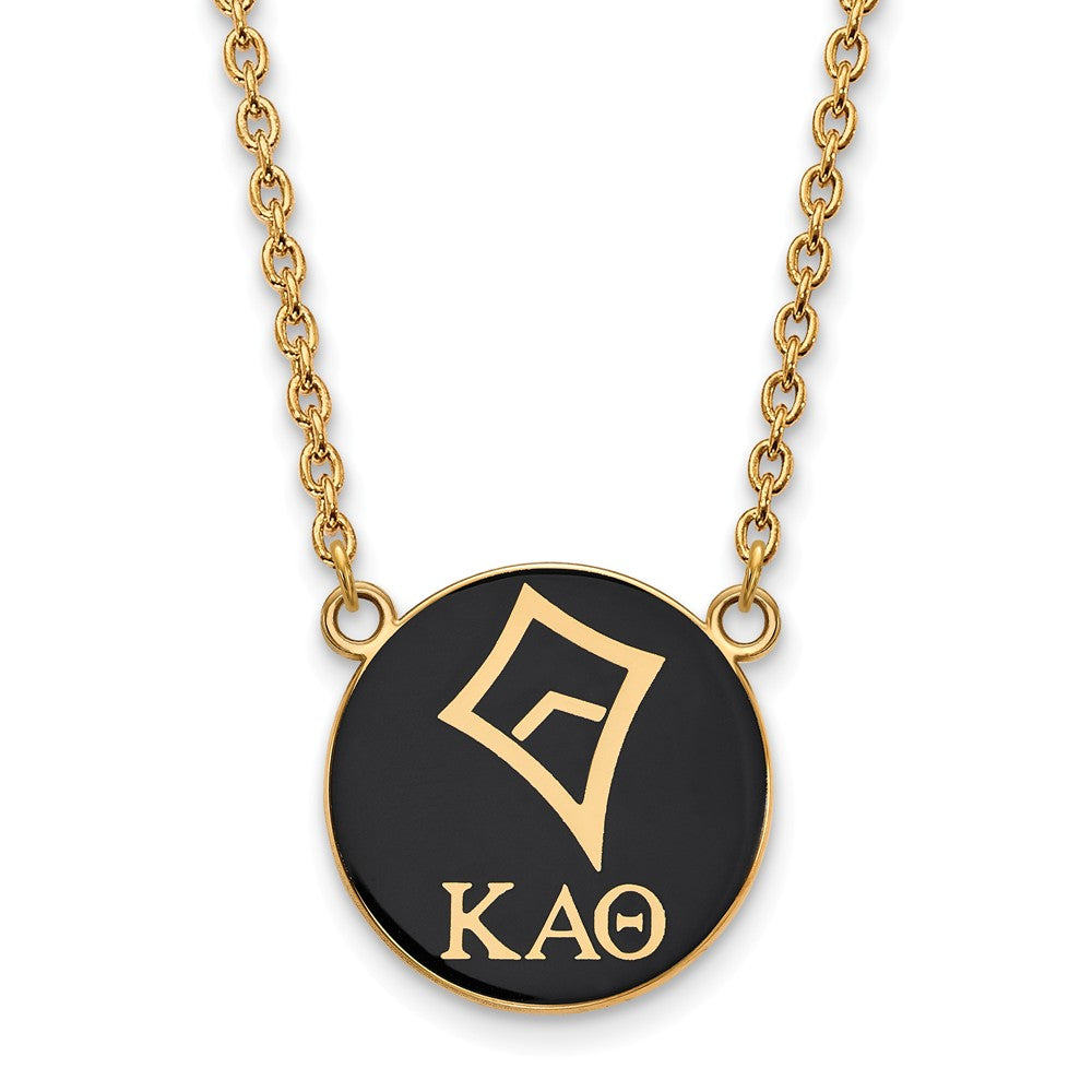 14K Plated Silver Kappa Alpha Theta Large Enamel Logo Necklace, Item N14458 by The Black Bow Jewelry Co.