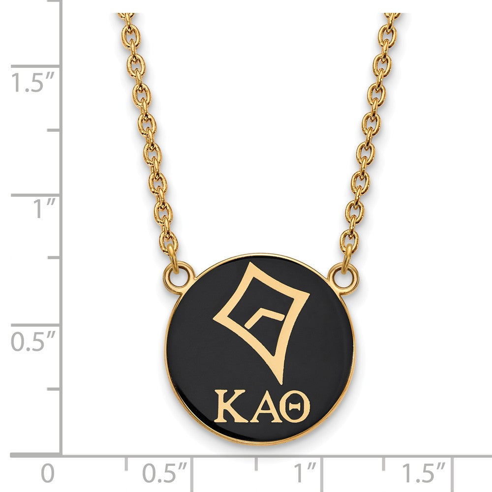 Alternate view of the 14K Plated Silver Kappa Alpha Theta Large Enamel Logo Necklace by The Black Bow Jewelry Co.