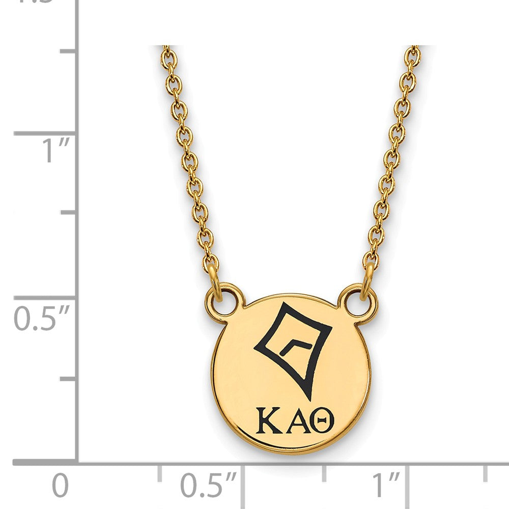 Alternate view of the 14K Plated Silver Kappa Alpha Theta Small Enamel Necklace by The Black Bow Jewelry Co.