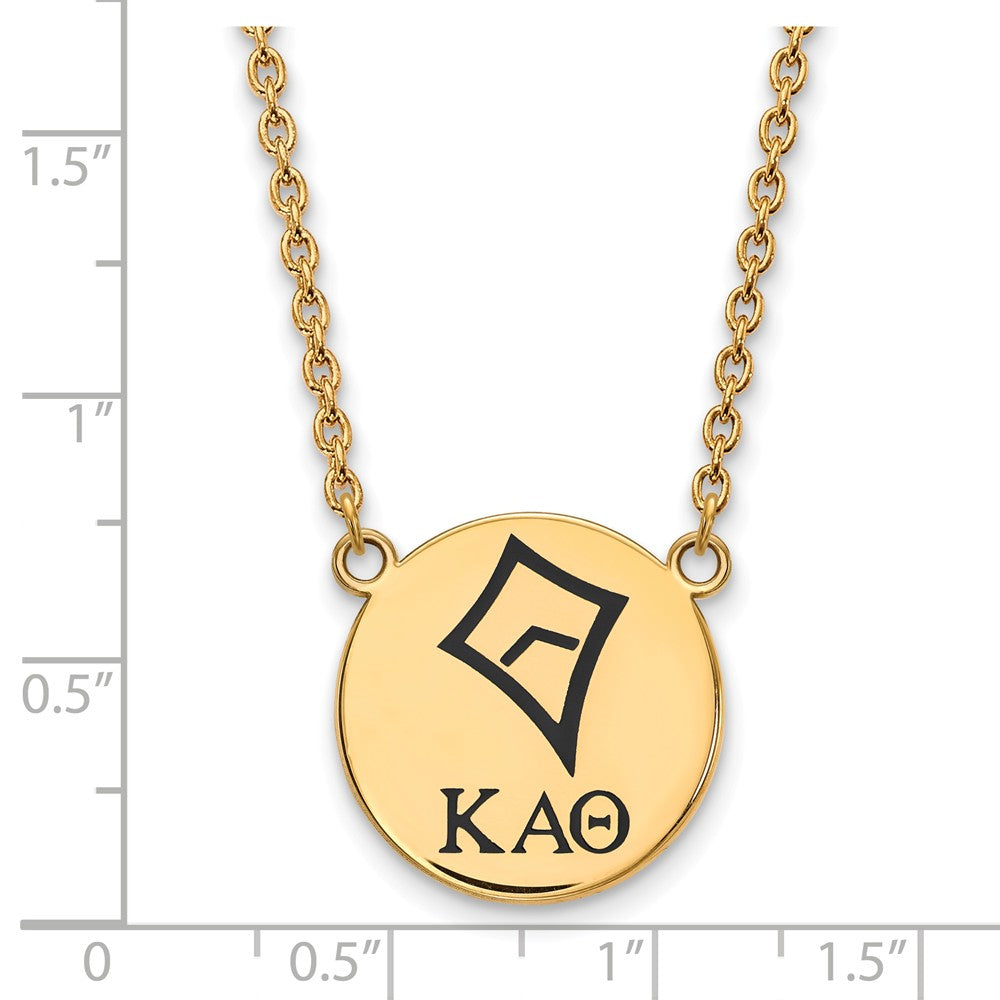 Alternate view of the 14K Plated Silver Kappa Alpha Theta Large Enamel Necklace by The Black Bow Jewelry Co.