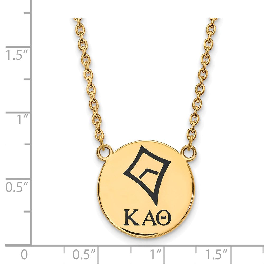 Alternate view of the 14K Plated Silver Kappa Alpha Theta Large Enamel Necklace by The Black Bow Jewelry Co.