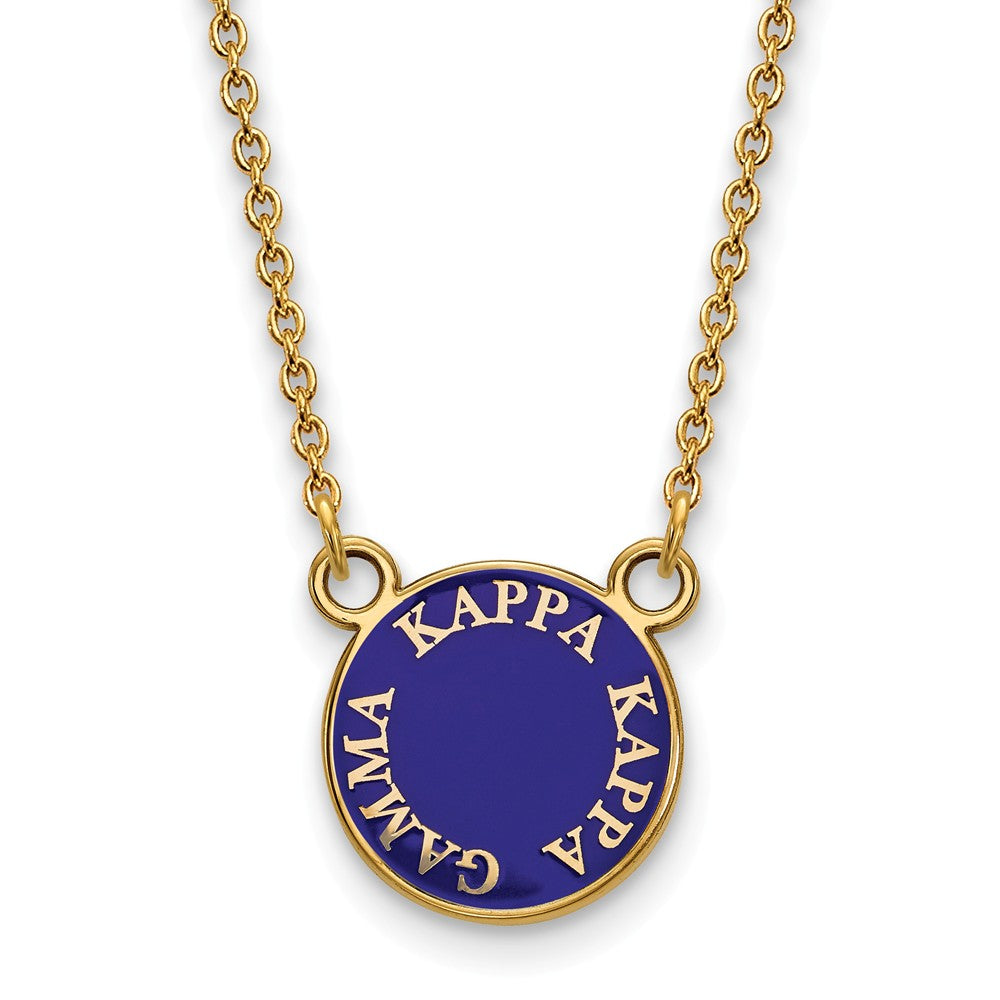 14K Plated Silver Kappa Kappa Gamma Small Enamel Disc Necklace, Item N14462 by The Black Bow Jewelry Co.