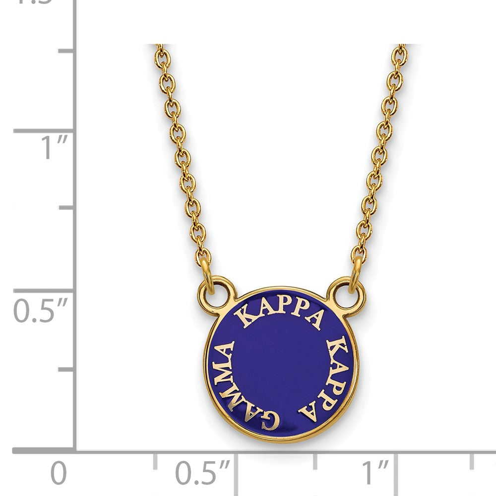 Alternate view of the 14K Plated Silver Kappa Kappa Gamma Small Enamel Disc Necklace by The Black Bow Jewelry Co.