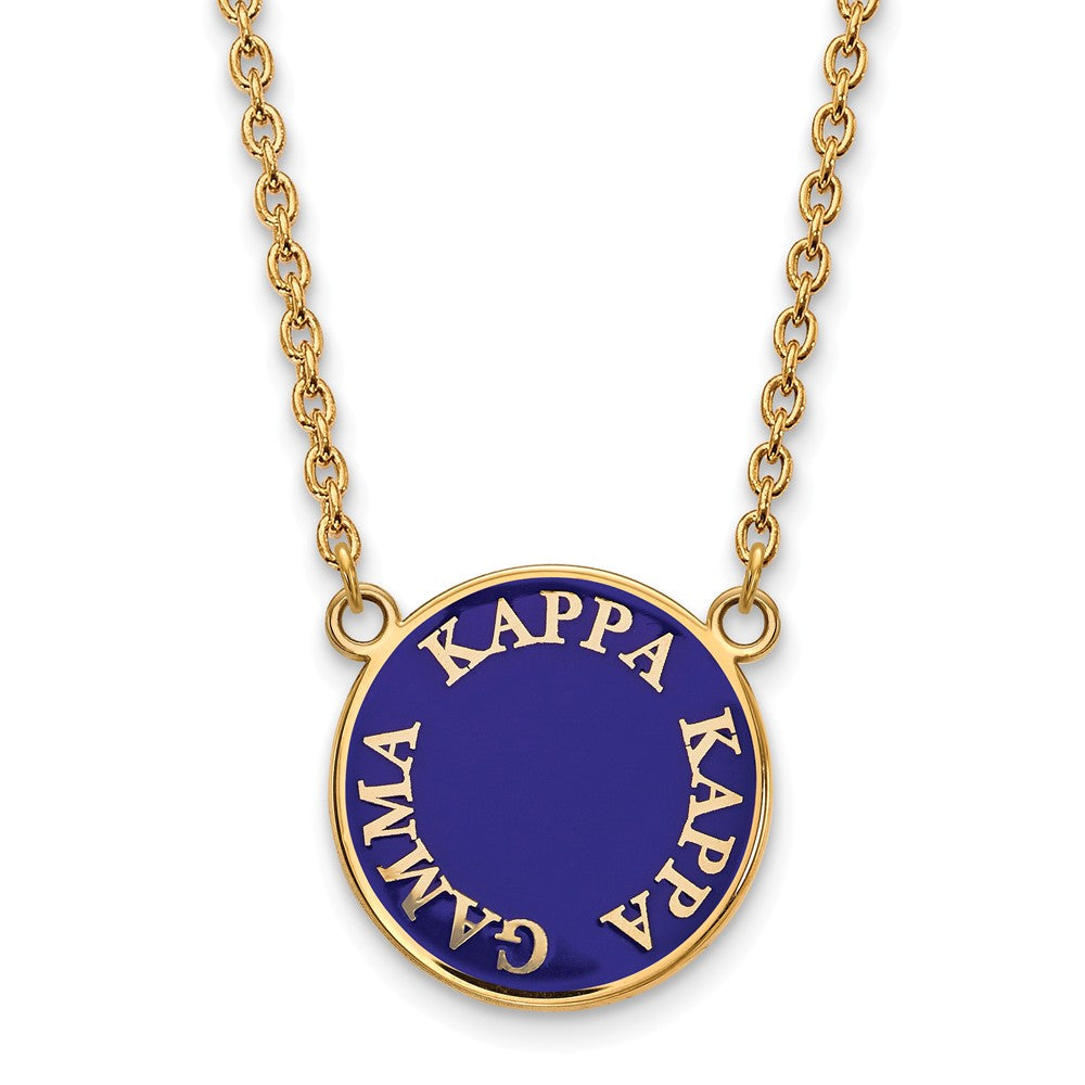 14K Plated Silver Kappa Kappa Gamma Large Enamel Disc Necklace, Item N14463 by The Black Bow Jewelry Co.