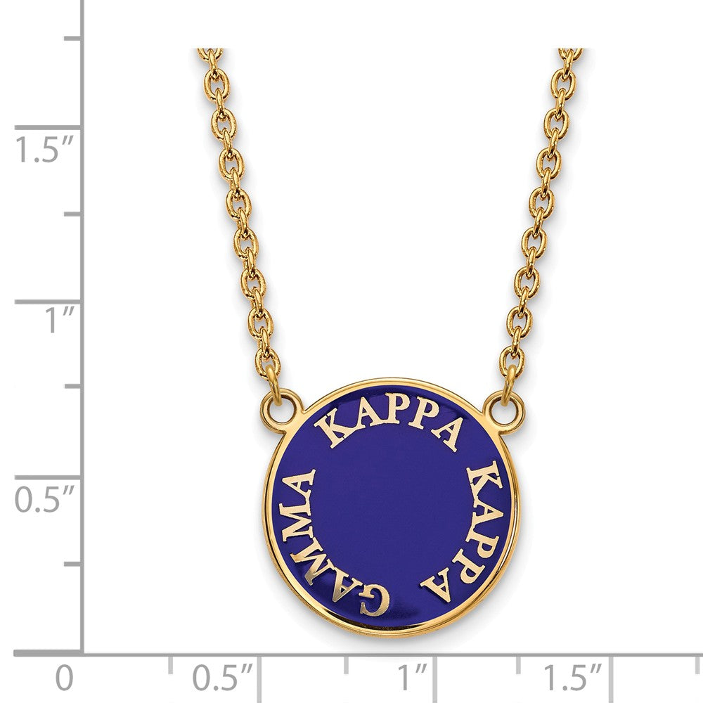 Alternate view of the 14K Plated Silver Kappa Kappa Gamma Large Enamel Disc Necklace by The Black Bow Jewelry Co.