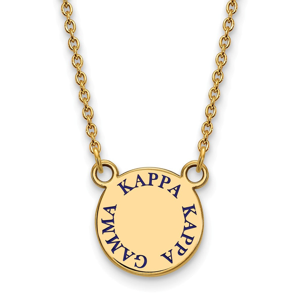 14K Plated Silver Kappa Kappa Gamma Small Blue Enamel Necklace, Item N14464 by The Black Bow Jewelry Co.