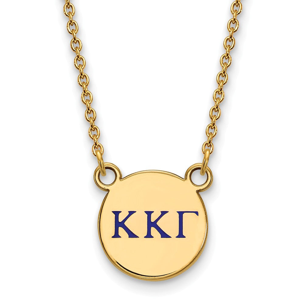 14K Plated Silver Kappa Kappa Gamma Sm Blue Enamel Necklace, Item N14468 by The Black Bow Jewelry Co.