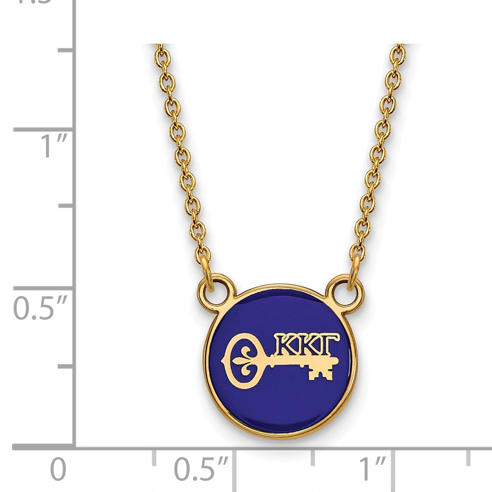 Alternate view of the 14K Plated Silver Kappa Kappa Gamma Small Enamel Logo Necklace by The Black Bow Jewelry Co.