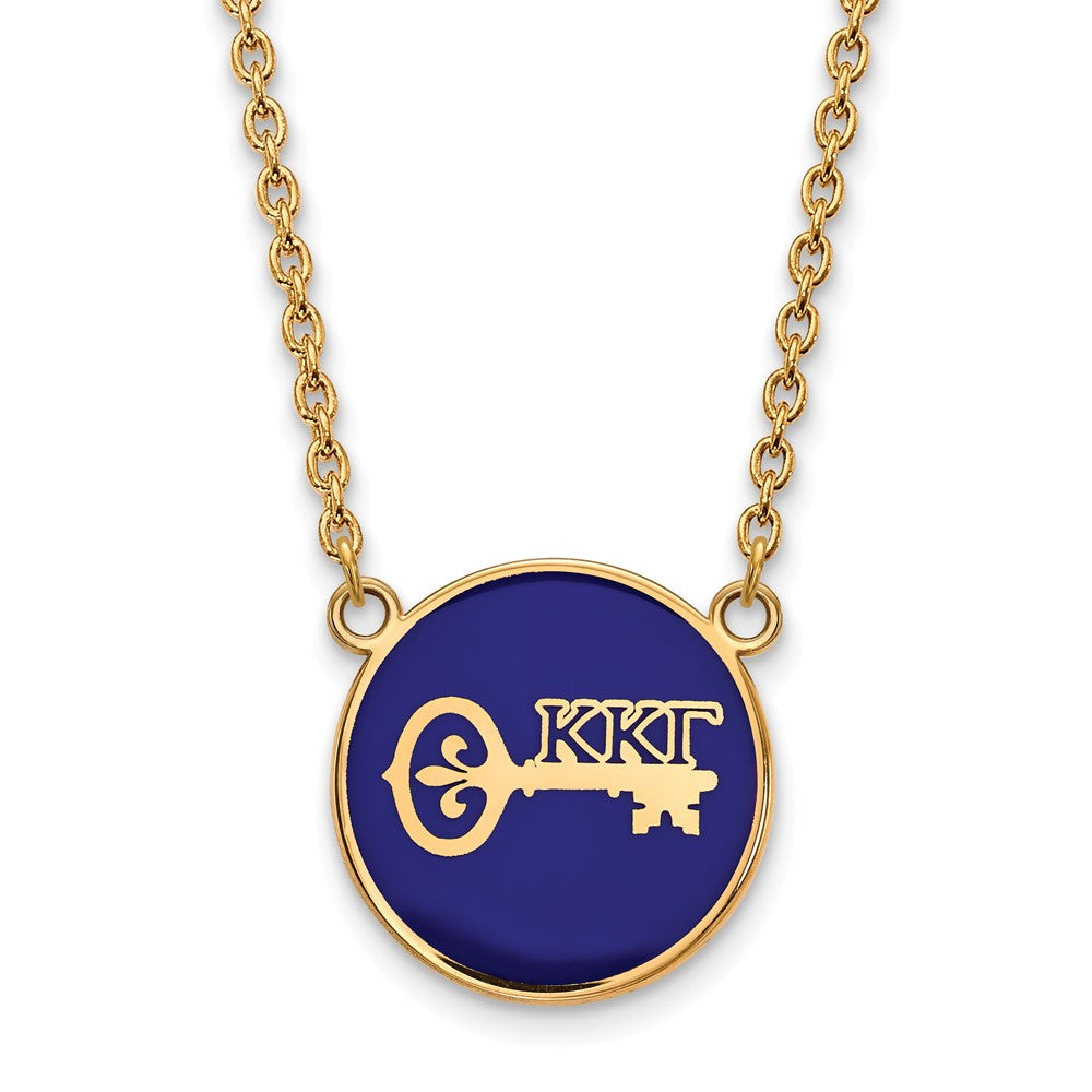 14K Plated Silver Kappa Kappa Gamma Large Enamel Logo Necklace, Item N14472 by The Black Bow Jewelry Co.