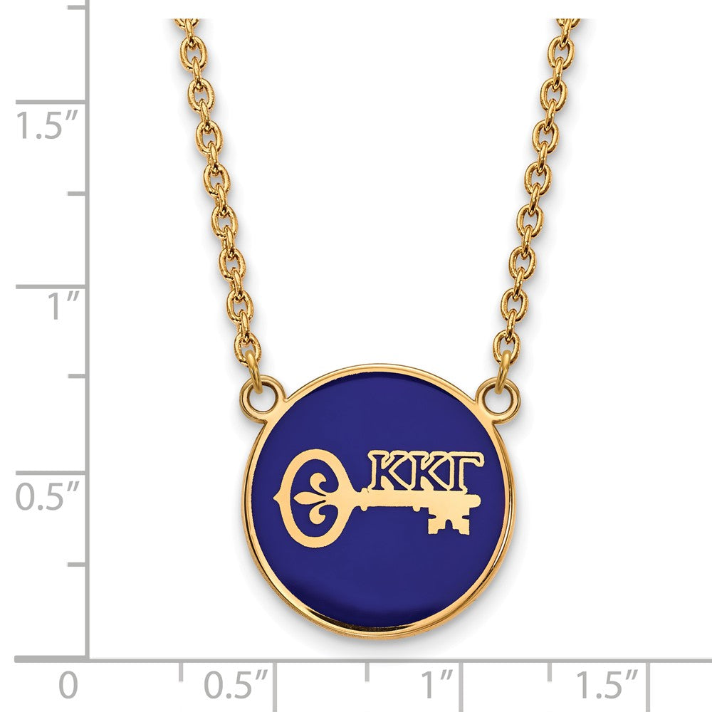 Alternate view of the 14K Plated Silver Kappa Kappa Gamma Large Enamel Logo Necklace by The Black Bow Jewelry Co.