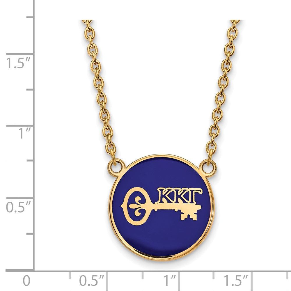 Alternate view of the 14K Plated Silver Kappa Kappa Gamma Large Enamel Logo Necklace by The Black Bow Jewelry Co.