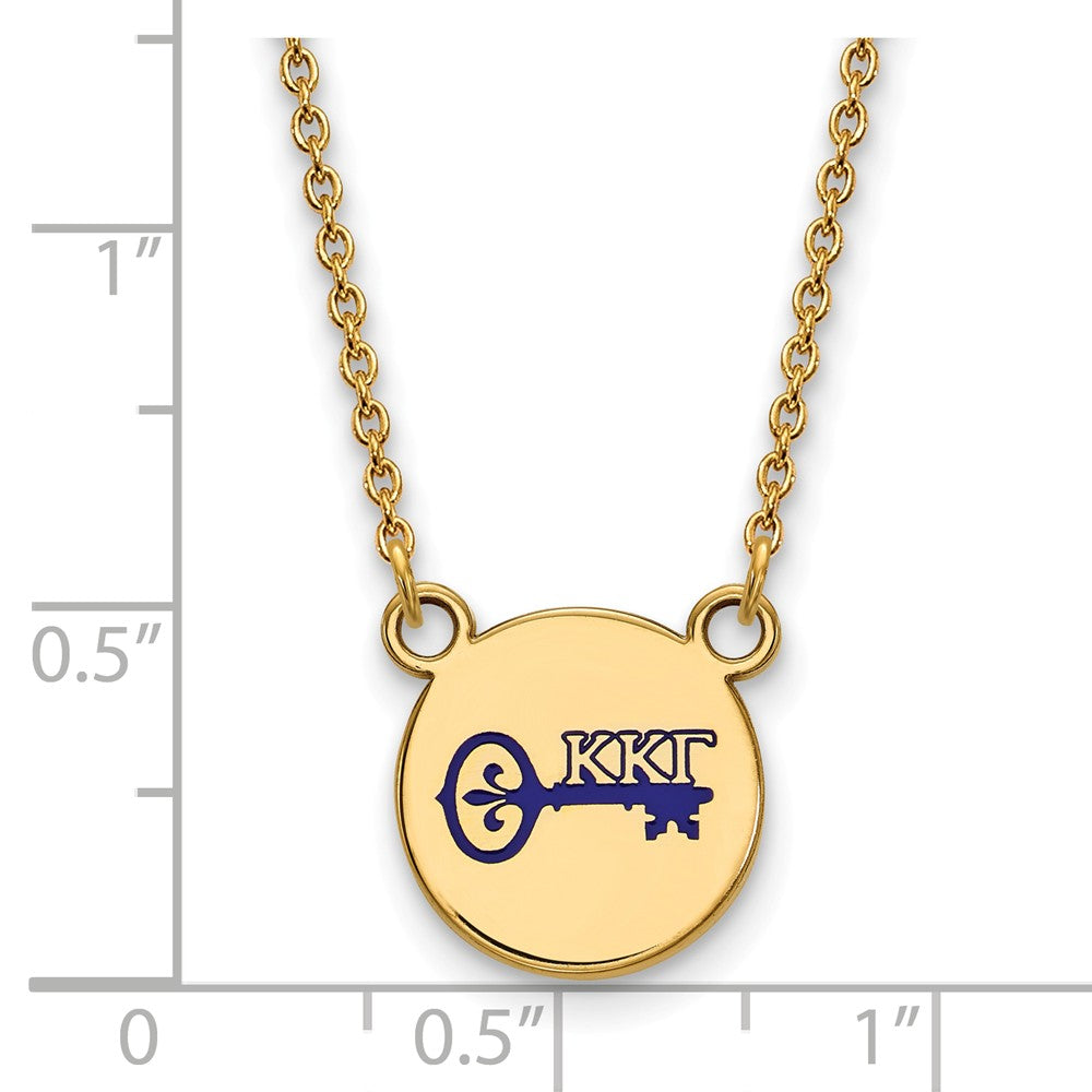Alternate view of the 14K Plated Silver Kappa Kappa Gamma Small Enamel Necklace by The Black Bow Jewelry Co.