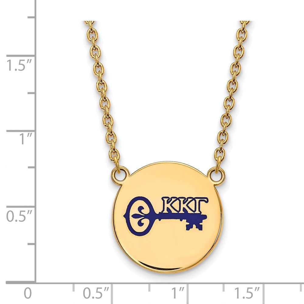 Alternate view of the 14K Plated Silver Kappa Kappa Gamma Large Blue Enamel Logo Necklace by The Black Bow Jewelry Co.