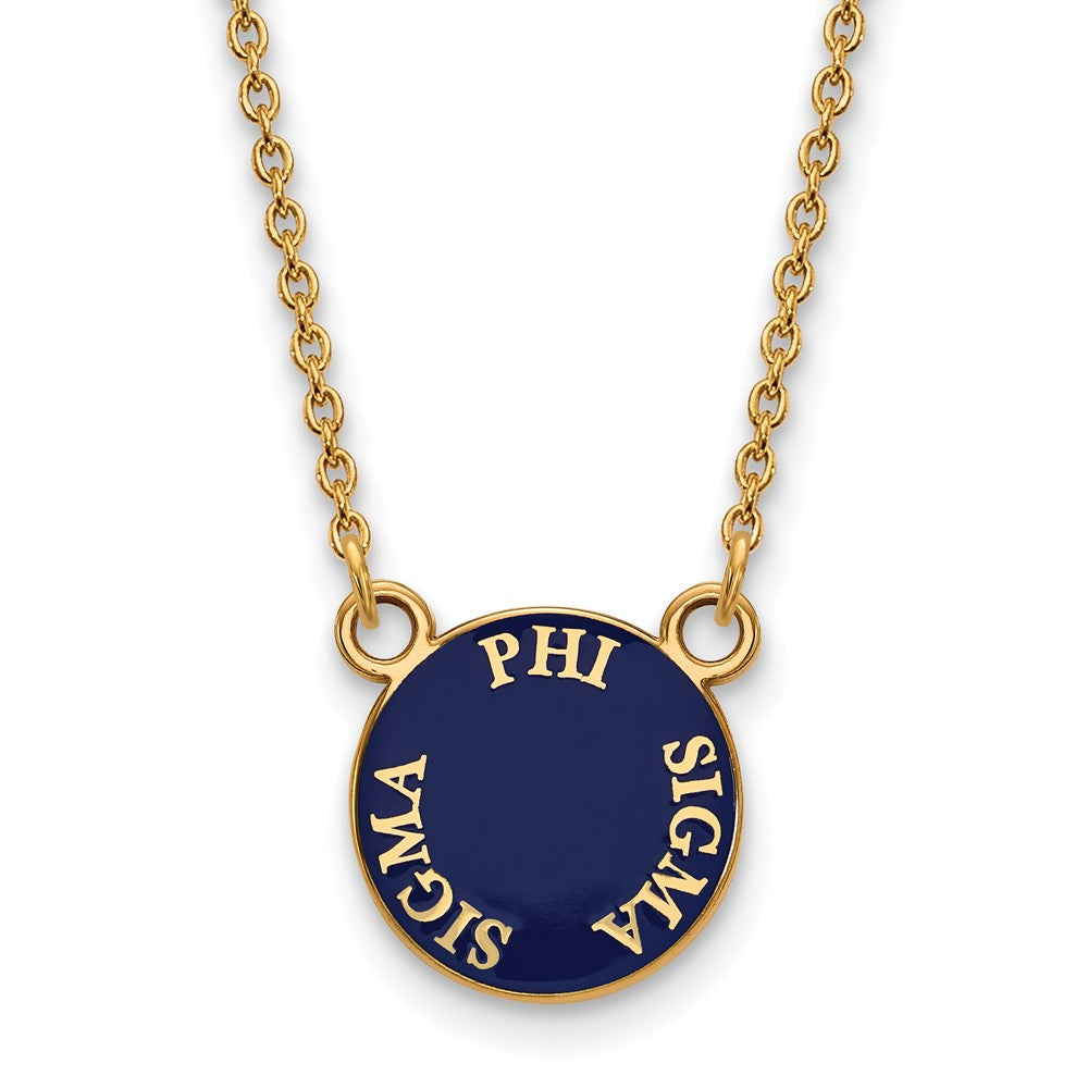 14K Plated Silver Phi Sigma Sigma Small Enamel Disc Necklace, Item N14485 by The Black Bow Jewelry Co.
