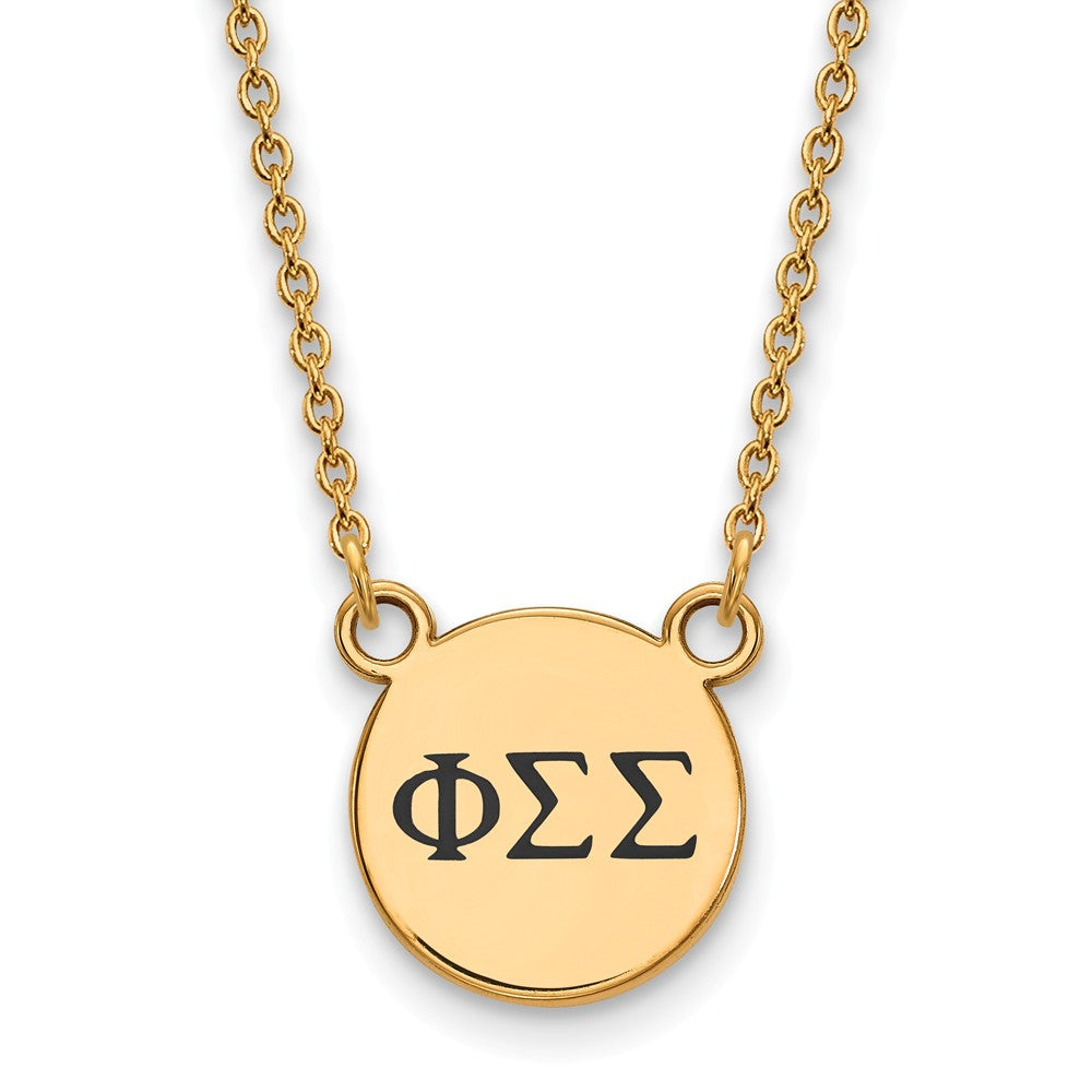 14K Plated Silver Phi Sigma Sigma Small Enamel Greek Letters Necklace, Item N14489 by The Black Bow Jewelry Co.