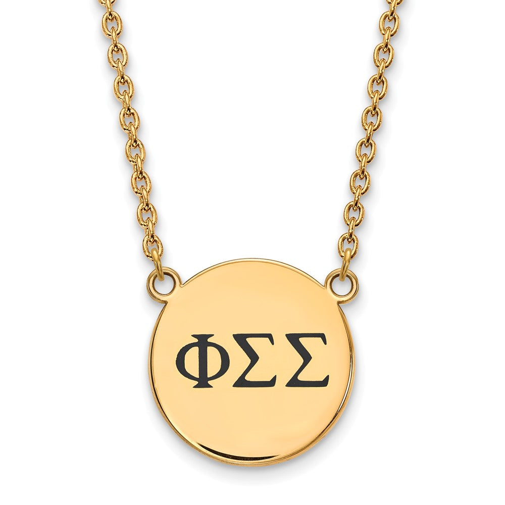 14K Plated Silver Phi Sigma Sigma Large Enamel Greek Letters Necklace, Item N14490 by The Black Bow Jewelry Co.
