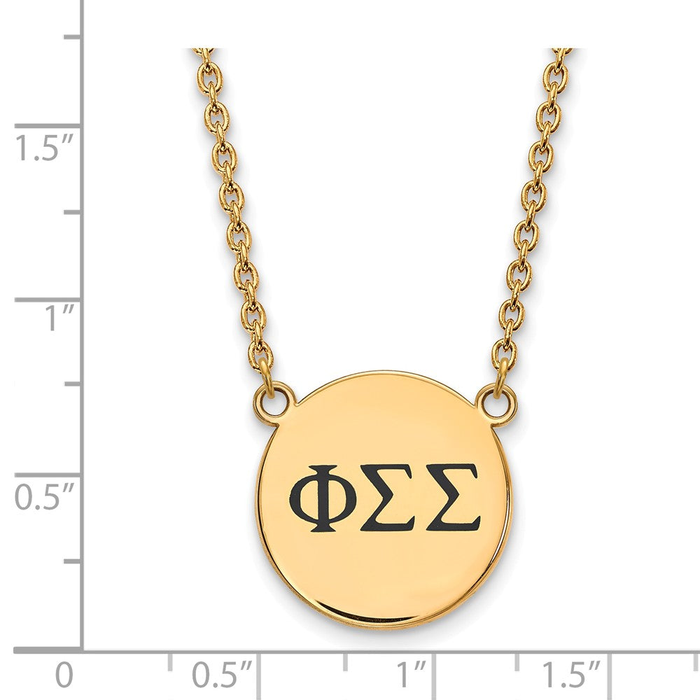 Alternate view of the 14K Plated Silver Phi Sigma Sigma Large Enamel Greek Letters Necklace by The Black Bow Jewelry Co.