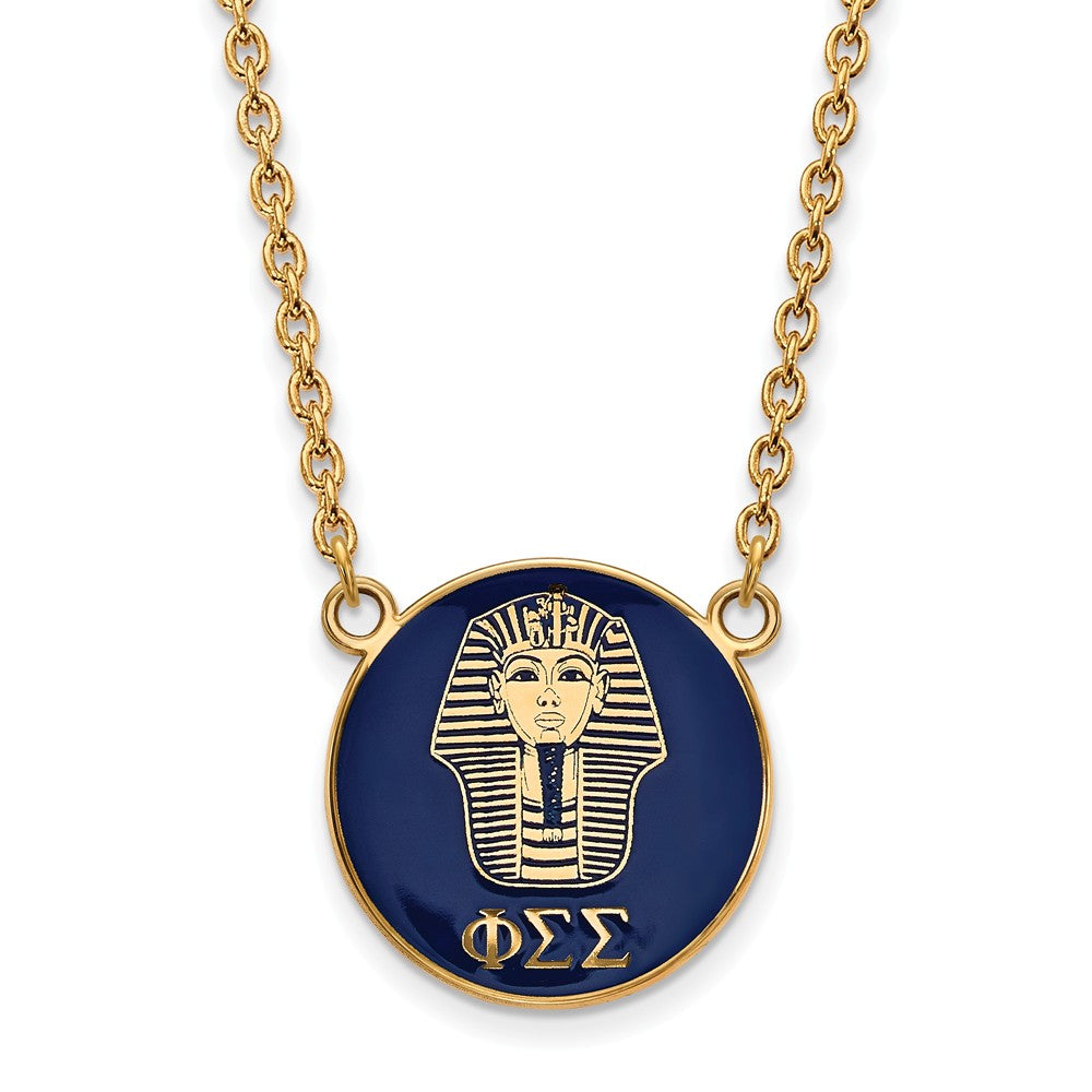 14K Plated Silver Phi Sigma Sigma Large Enamel Logo Necklace, Item N14492 by The Black Bow Jewelry Co.