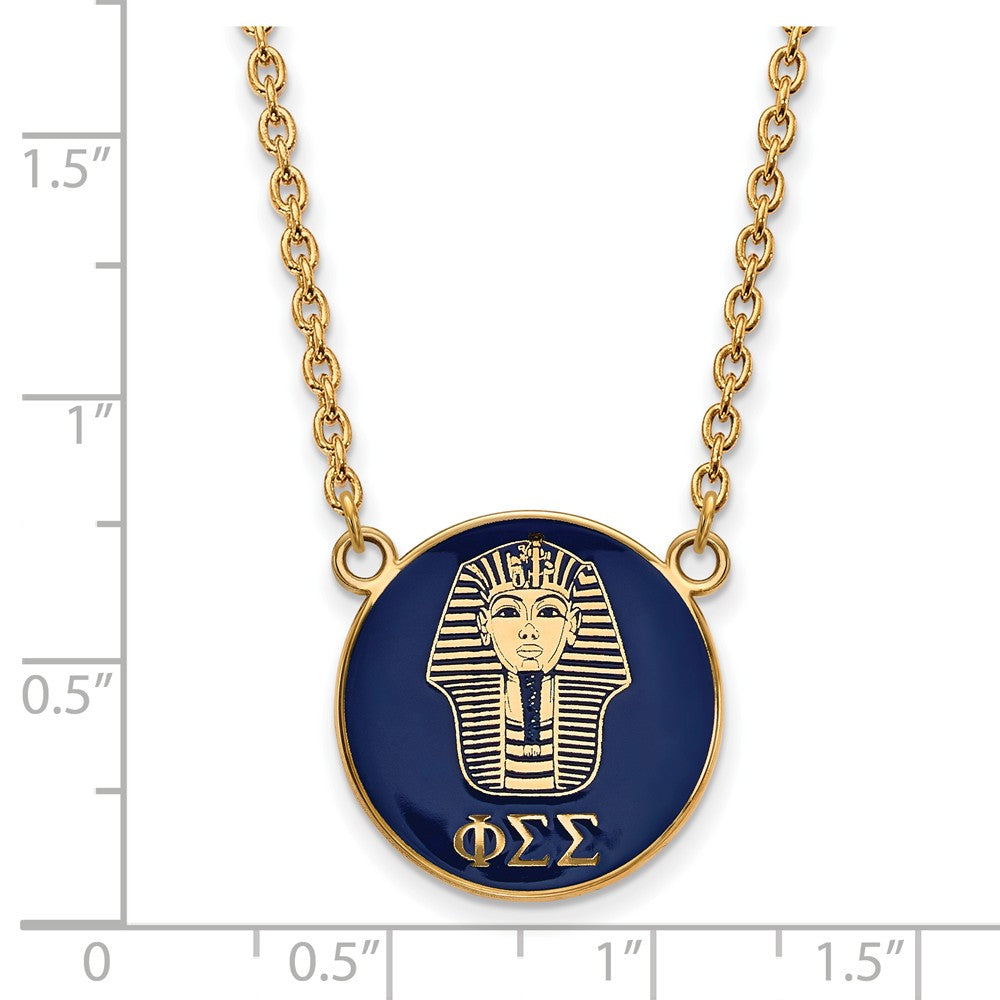 Alternate view of the 14K Plated Silver Phi Sigma Sigma Large Enamel Logo Necklace by The Black Bow Jewelry Co.
