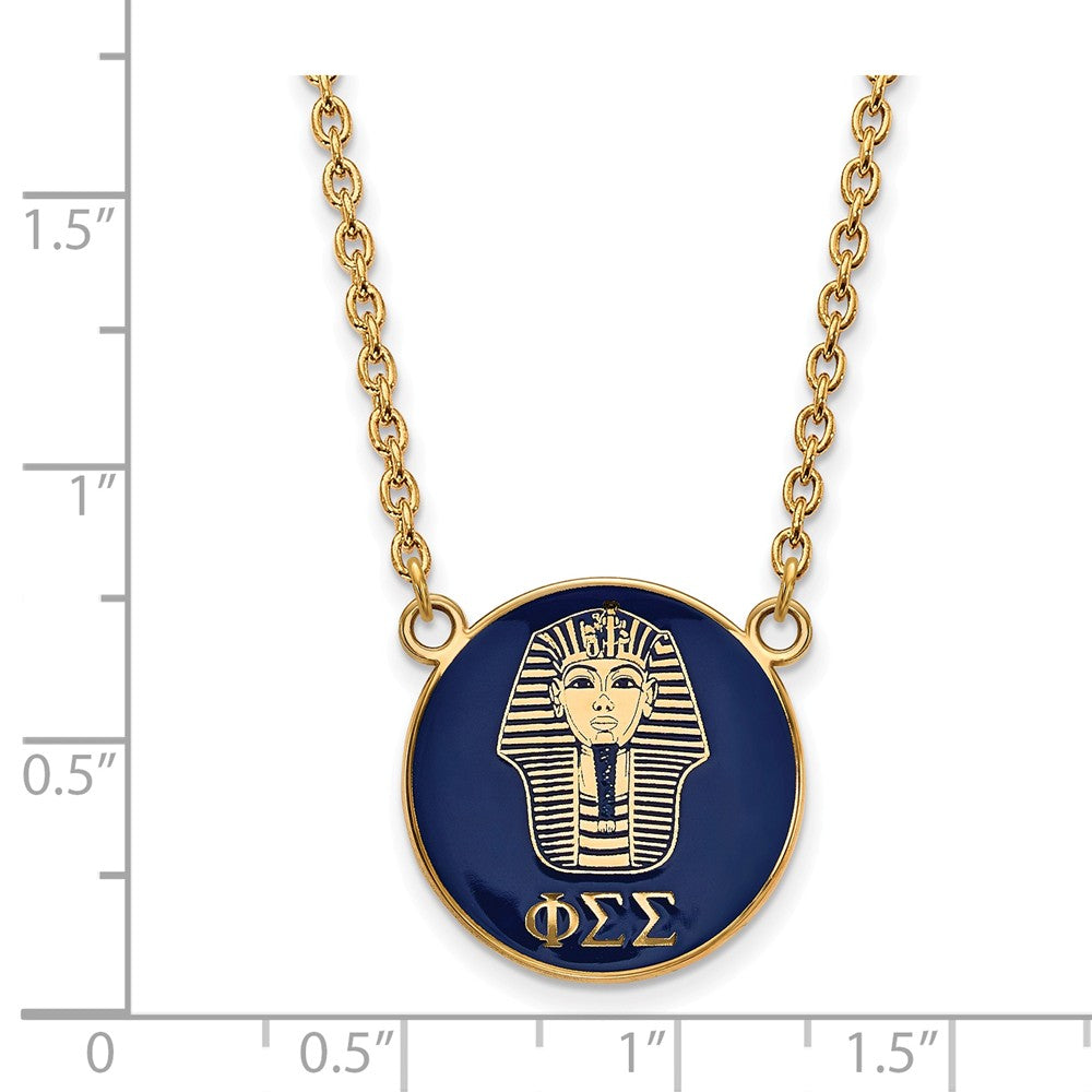 Alternate view of the 14K Plated Silver Phi Sigma Sigma Large Enamel Logo Necklace by The Black Bow Jewelry Co.
