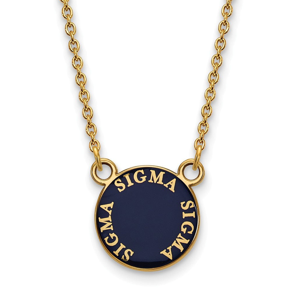 14K Plated Silver Sigma Sigma Sigma Small Enamel Disc Necklace, Item N14531 by The Black Bow Jewelry Co.