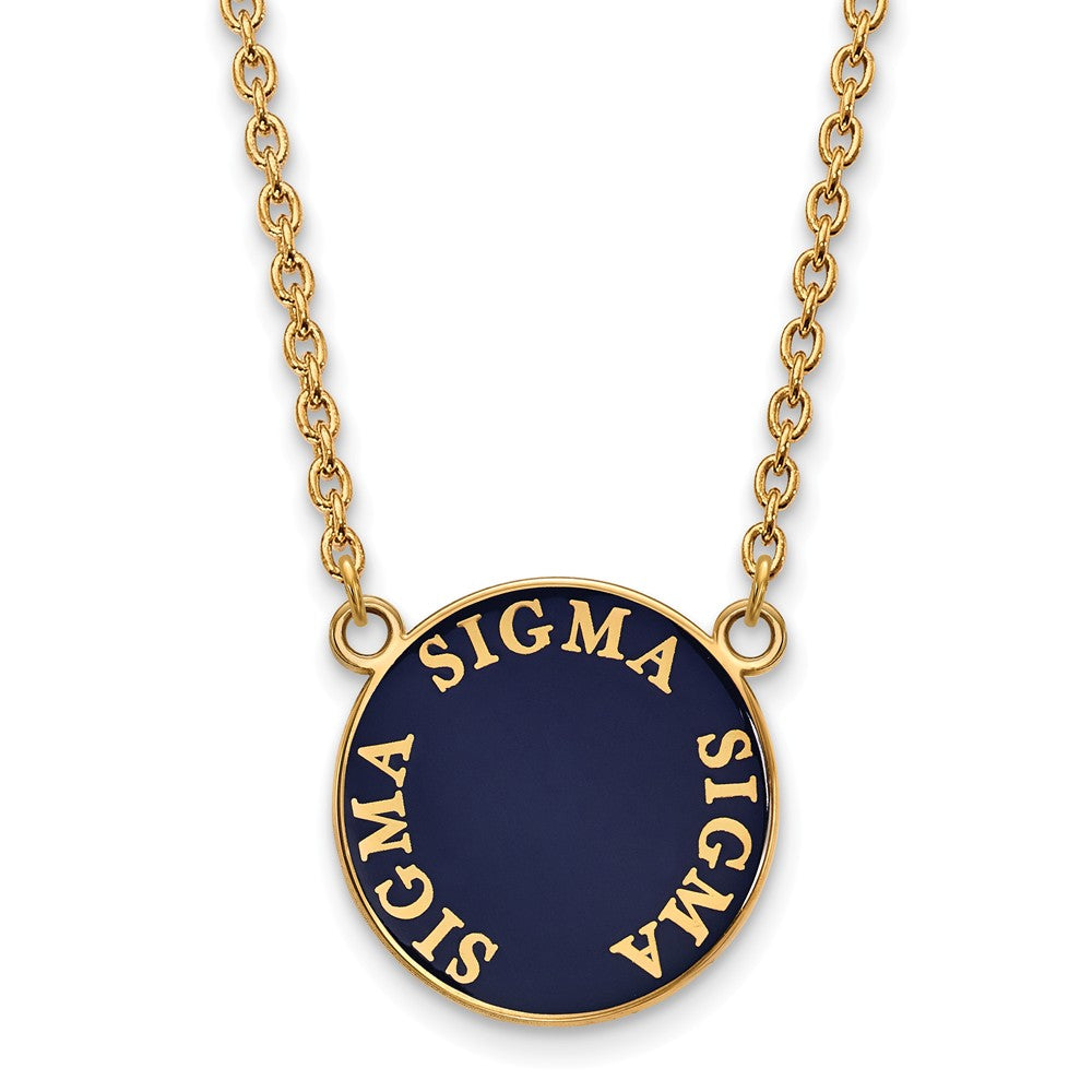 14K Plated Silver Sigma Sigma Sigma Large Enamel Disc Necklace, Item N14532 by The Black Bow Jewelry Co.