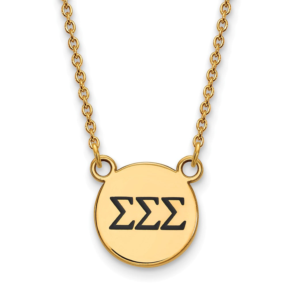 14K Plated Silver Sigma Sigma Sigma Sm Enamel Greek Letters Necklace, Item N14535 by The Black Bow Jewelry Co.