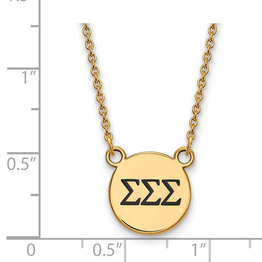 Alternate view of the 14K Plated Silver Sigma Sigma Sigma Sm Enamel Greek Letters Necklace by The Black Bow Jewelry Co.