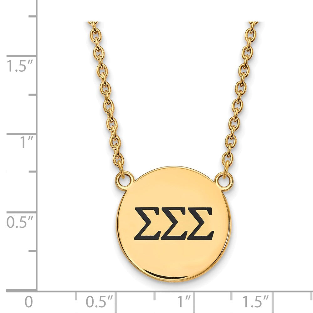 Alternate view of the 14K Plated Silver Sigma Sigma Sigma Lg Enamel Greek Letters Necklace by The Black Bow Jewelry Co.